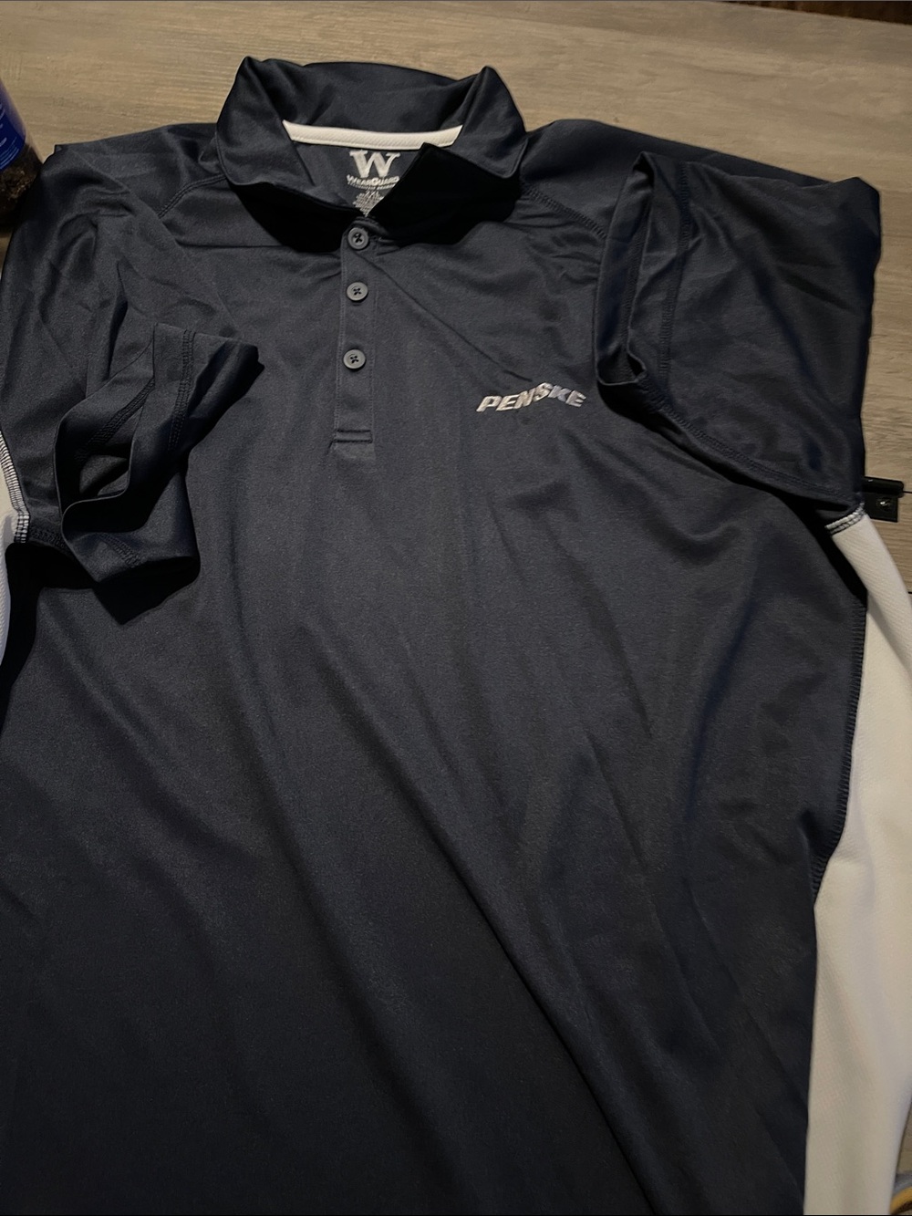 #A312 adidas Navy and White Short-Sleeve Polo with Penske Logo